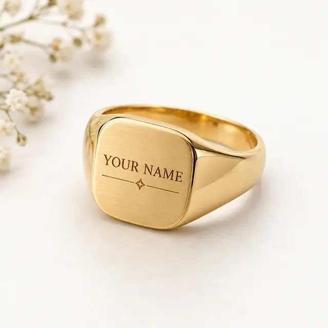 Custom engraved signet ring