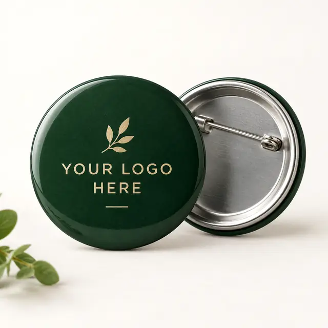 Custom Forest Green Button Badges