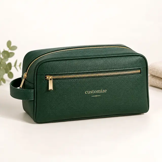 Custom forest green toiletry bag