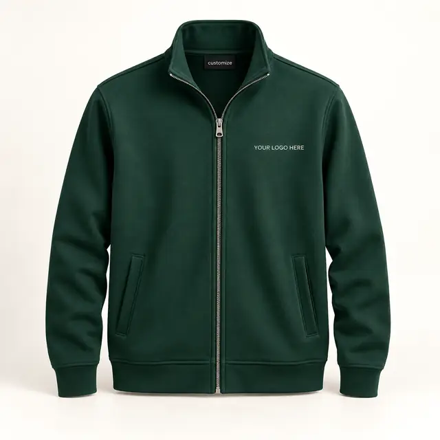 Custom forest green zipper jacket