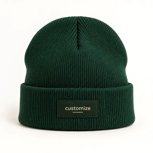 Customizable forest green beanie