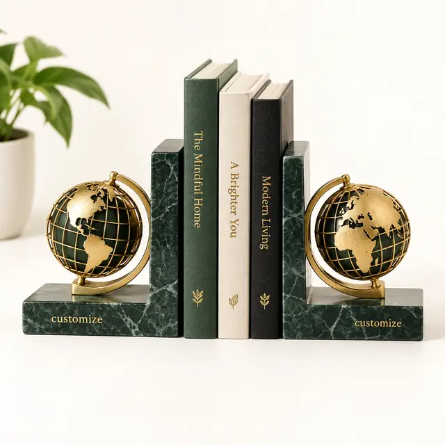 Customizable forest green bookend set