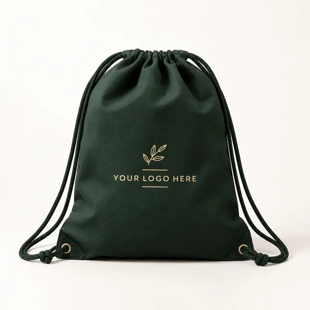 Customizable Forest Green Drawstring Bag