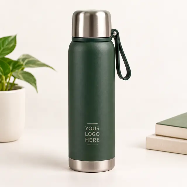 Customizable forest green vacuum flask