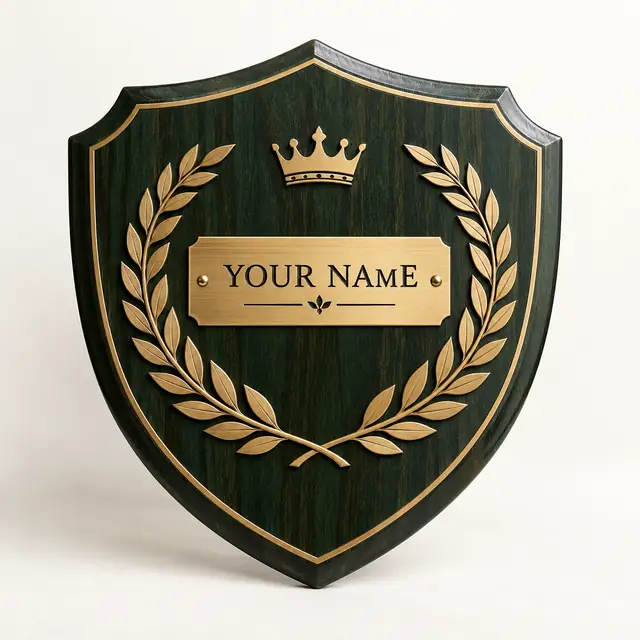 Customizable wooden shield award