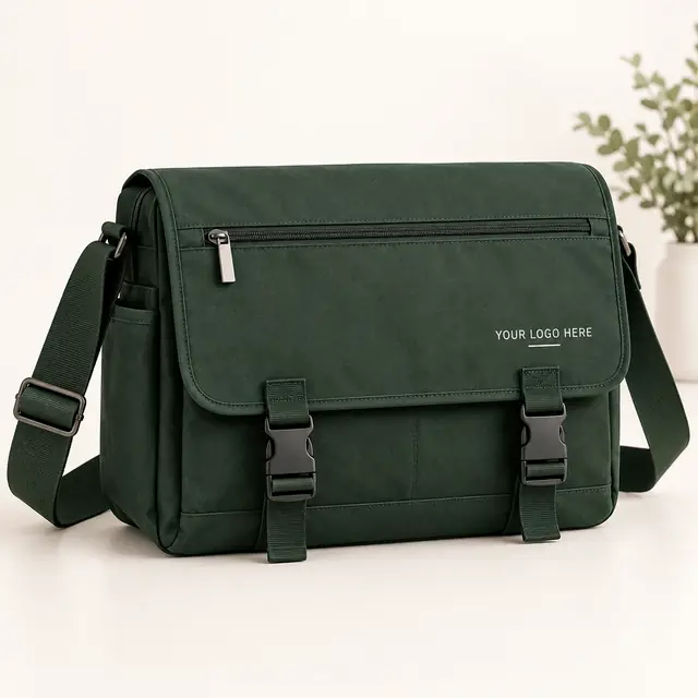Customized Forest Green Messenger Bag