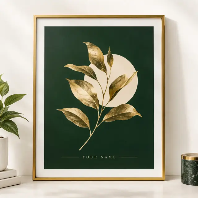 Elegant forest green botanical poster