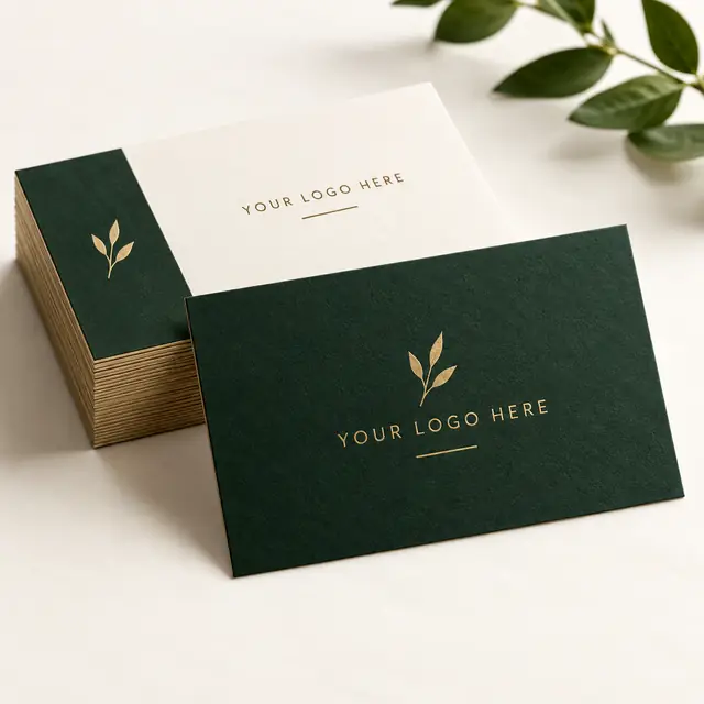 Elegant forest green business cards