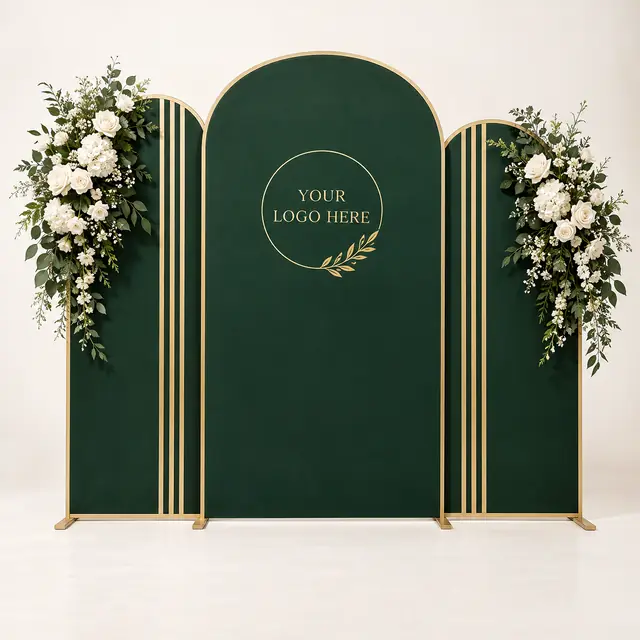 Elegant forest green event backdrop