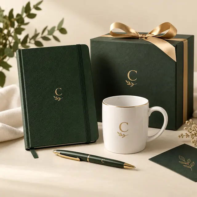 Elegant forest green gift set