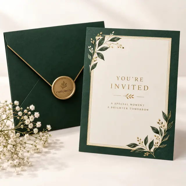 Elegant Forest Green Invitation Card