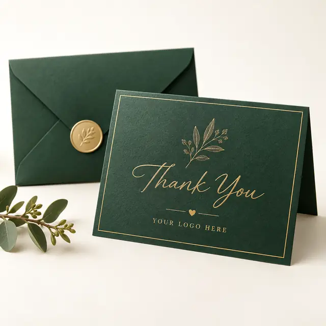 Elegant forest green thank-you cards
