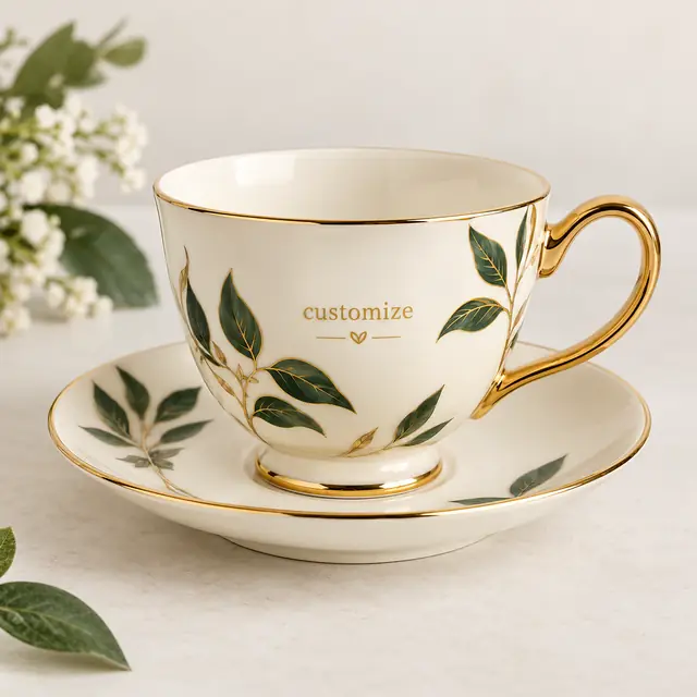Elegant tea cup and saucer set