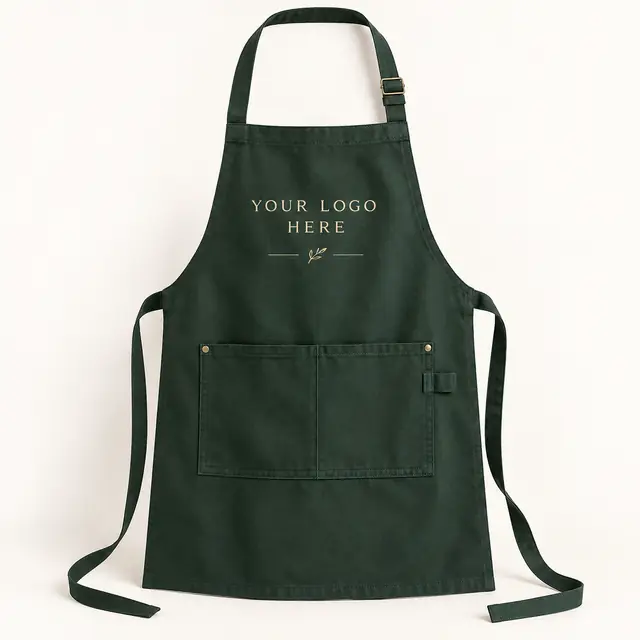 Forest green custom kitchen apron