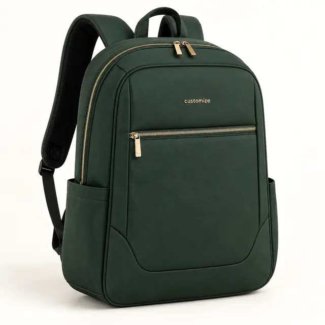 Forest green custom laptop backpack
