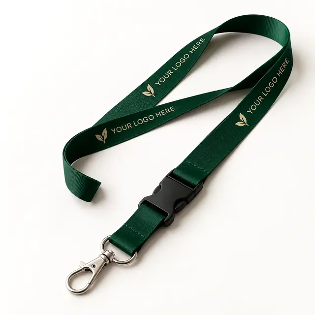 Forest Green Custom Logo Lanyard