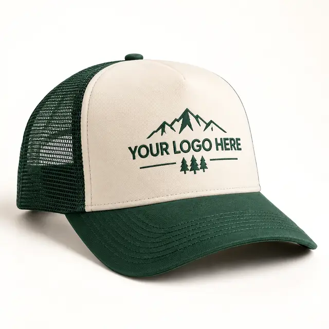 Forest Green Trucker Cap Mockup