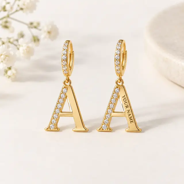 Personalized gold initial earrings