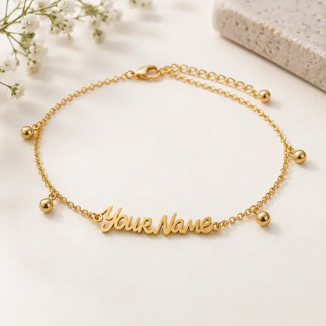 Personalized gold name anklet