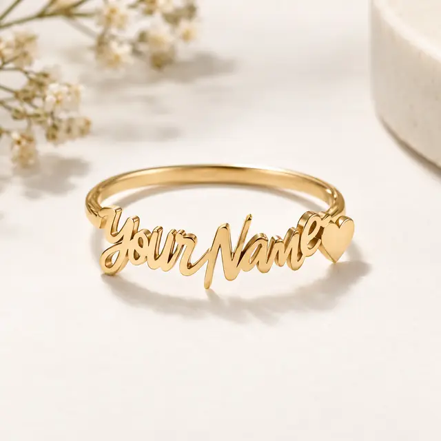 Personalized name rings in gold and silver