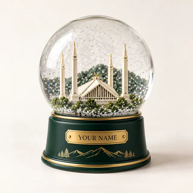 Personalized souvenir snow globe display